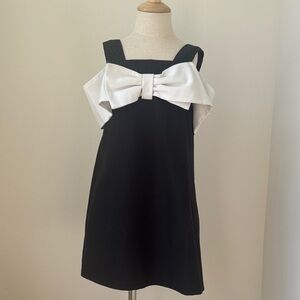 Elegant Kids Black Dress with White Bow